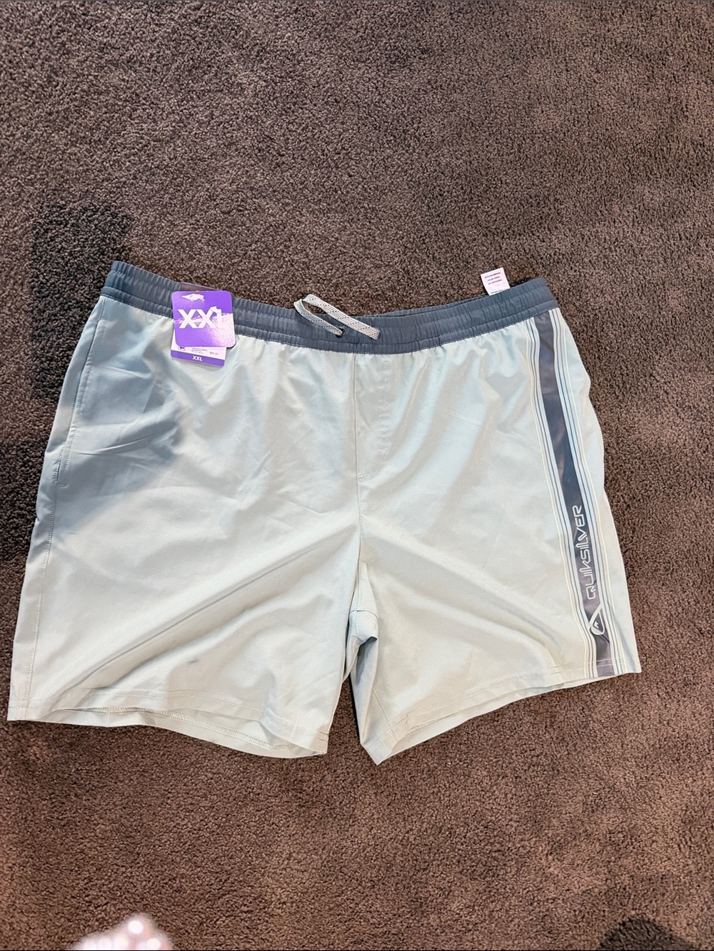 NWT Quiksilver Men's Sage Green Swim Trunks with Gray Waistband Sz xxl